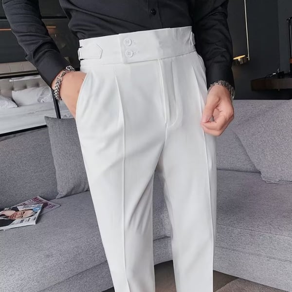 Men's Solid Color Straight Casual Trousers