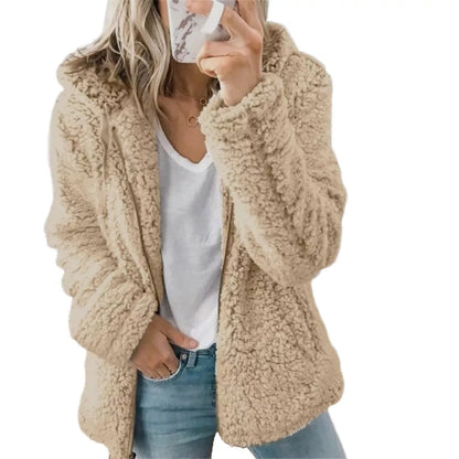 Women Open Front Hooded Cardigan Pocket Outwear