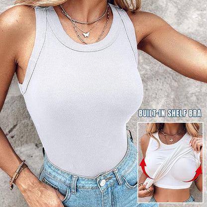 💥Women's Ribbed Tank Top with Shelf Bra