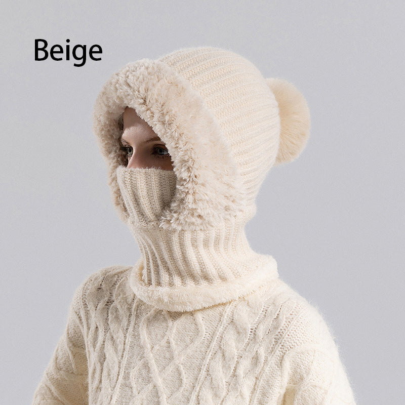 Women's Winter One-Piece Knitted Beanie Scarf Mask