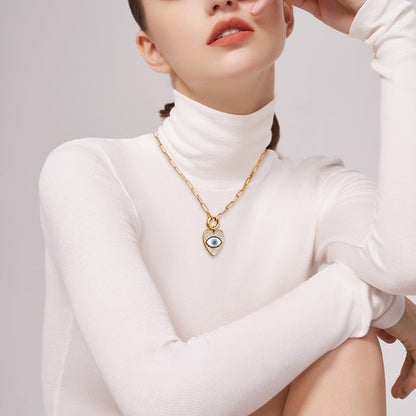 Heart Shaped Evil Eye Necklace for Woman