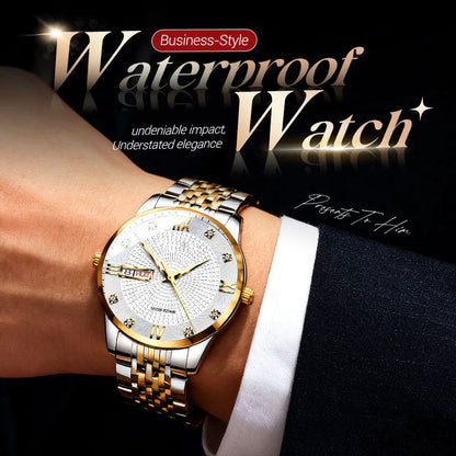 💥Men's Stainless Steel Waterproof Business Watch