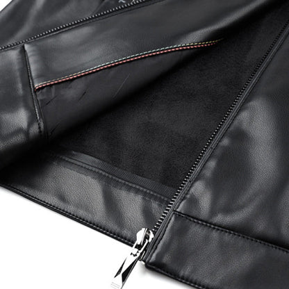 Men's Classic Leather Jacket with Zipper Front