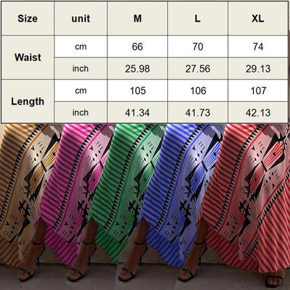 Women’s Satin Geometric Print Elastic-waist Maxi Skirt