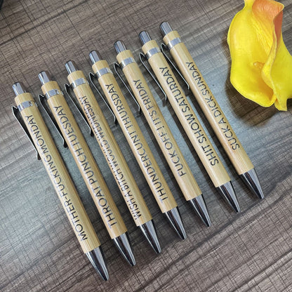 Ultimate Set of Engraved Pens for Sarcastic Souls（1 Set of 7 Pcs）