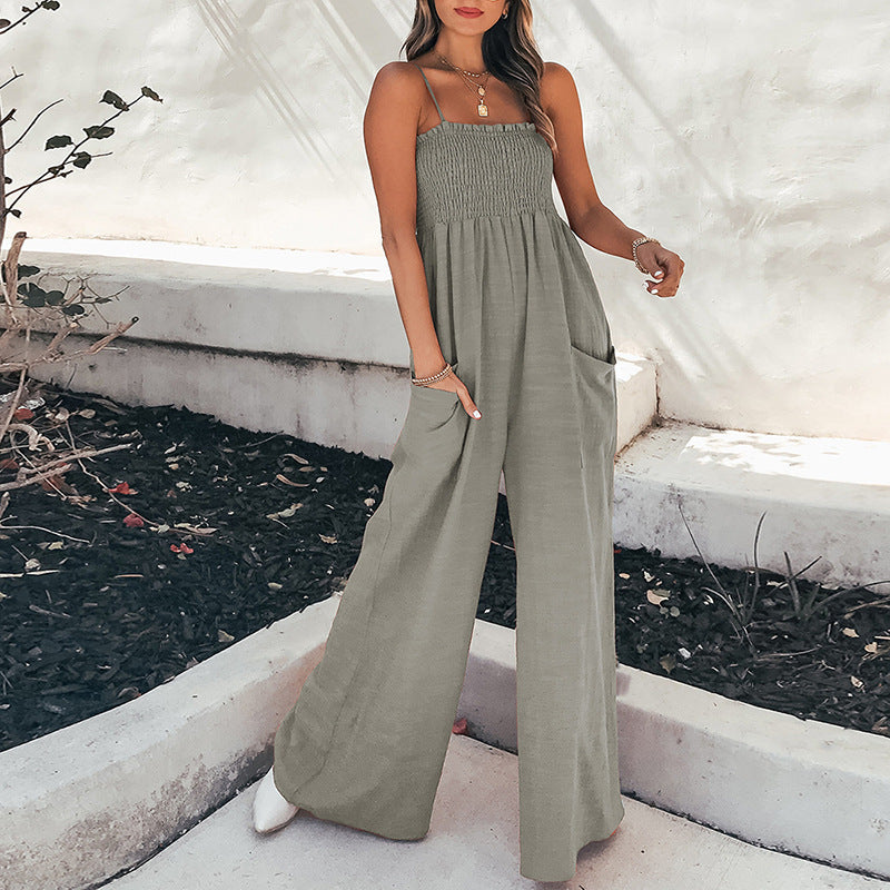 Ladies Gather Top Wide Leg Jumpsuit