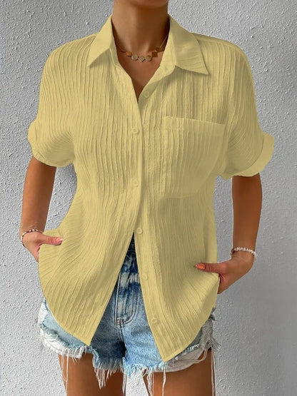 Collar Casual Buttoned Loose Blouse