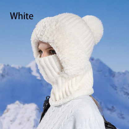 Women's Winter One-Piece Knitted Beanie Scarf Mask