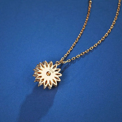 Sparkling Sunflower Rotatable Necklace