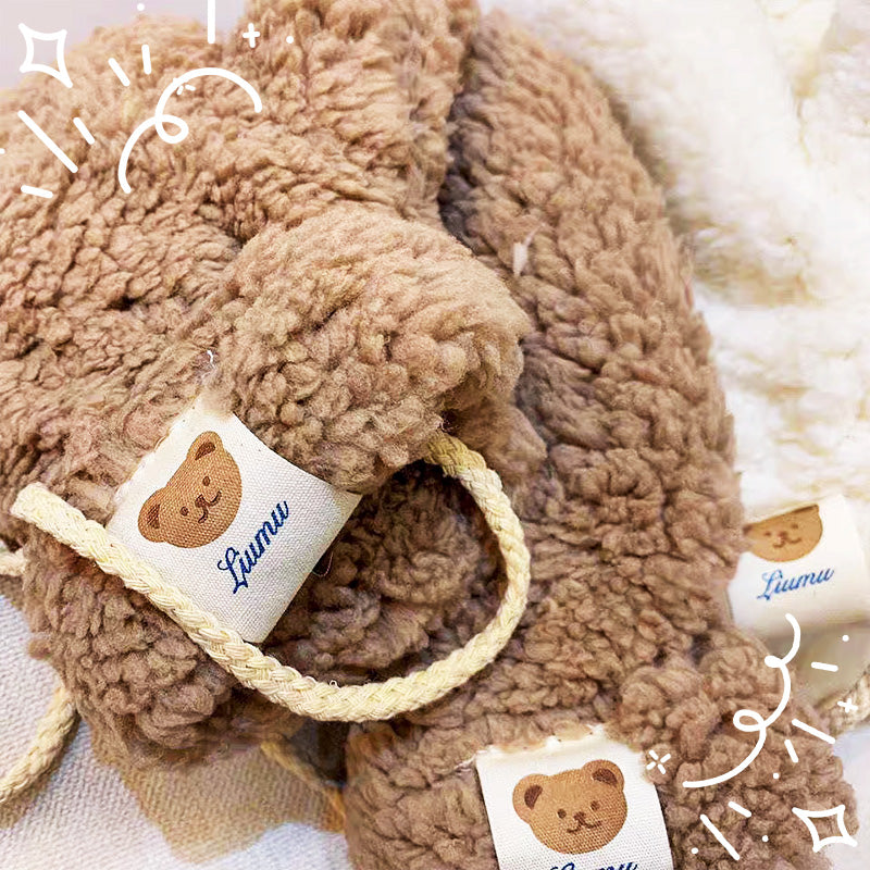 Cozy Bear Plush Warm Gloves with String🧤