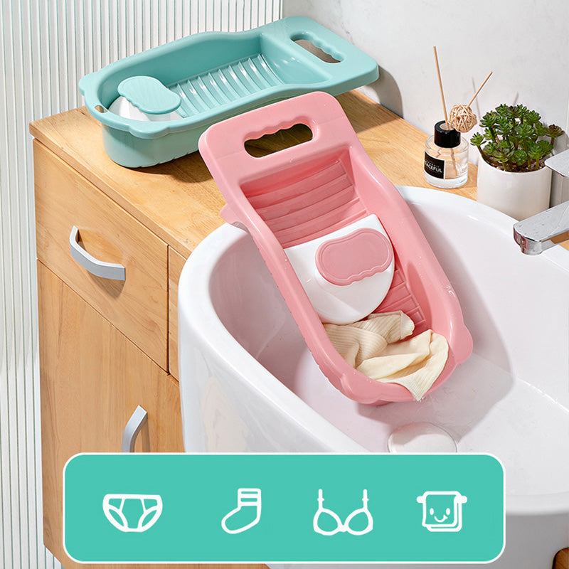 Compact Household Laundry Washboard with a Scrubber