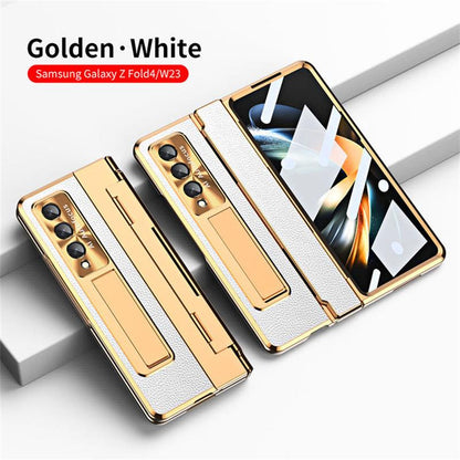 Folding Screen Plain Leather Electroplated All-Inclusive Mobile Phone Case For Samsung Z Fold 3 4