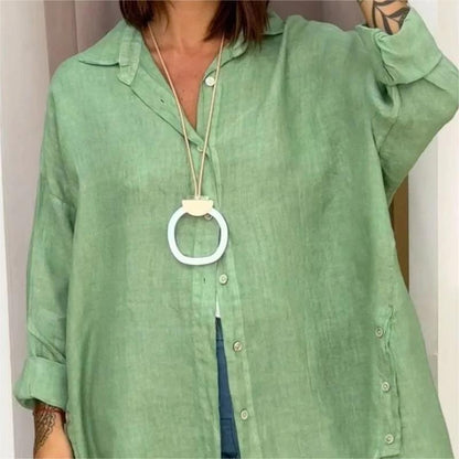 Women's Casual Solid Color Long Sleeve Button Down Shirt