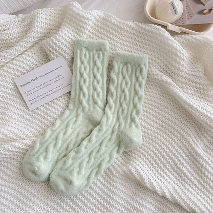 Soft Waxy Macaron Color Thermal Socks for Women - Great Gift