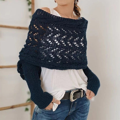 🔥Women’s Knitted Cut-Out Shawl Poncho Wrap