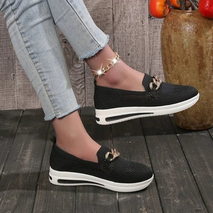 Women's Woven Breathable Casual Wedge Sneakers