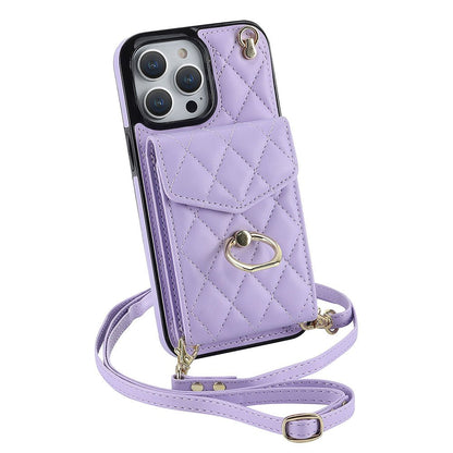 Accordion Leather Card Holder Crossbody For iPhone Case