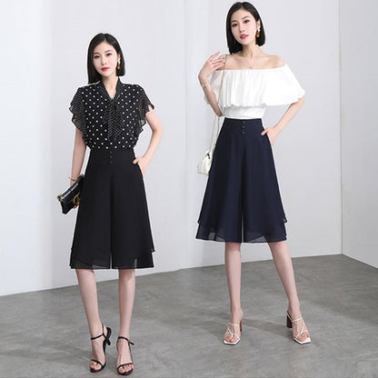 Elegant Wide-leg Chiffon Culottes