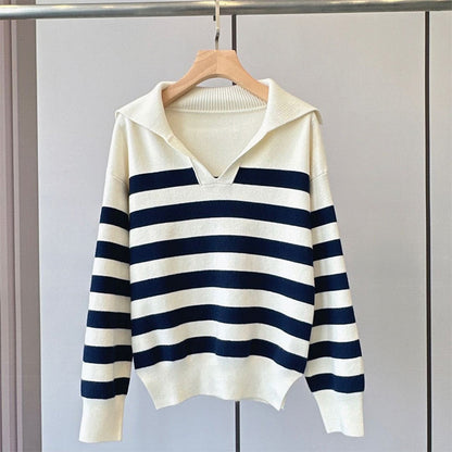 V-Neck Striped Pullover Sweater or Pullover Vest