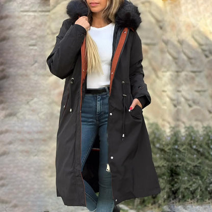 Women's Winter Hooded Furry Collar Casual Parka Coat