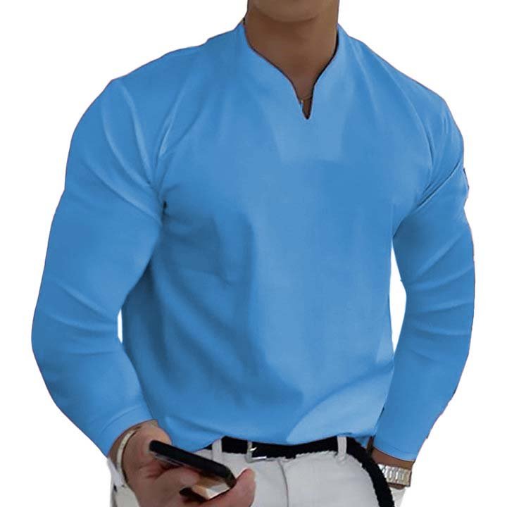 Men's Loose Casual Solid Cotton Long Sleeve Top