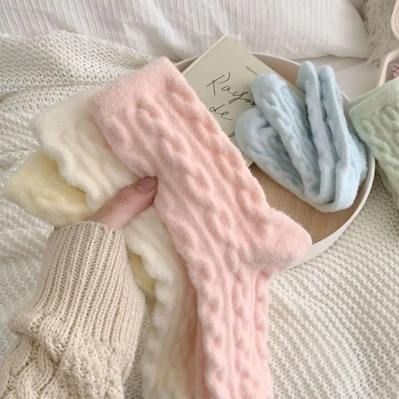 Soft Waxy Macaron Color Thermal Socks for Women - Great Gift