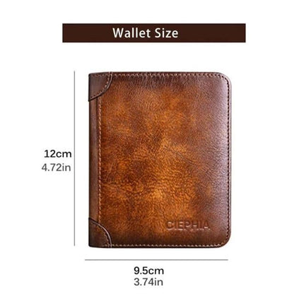 Multi-functional RFID Blocking Waterproof Durable Genuine Leather Wallet