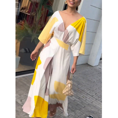 Women's V-Neck High-Waisted Dress
