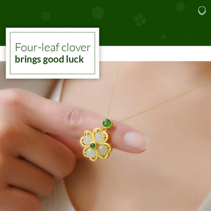 Good Luck Jade Four Leaved Clover Necklace