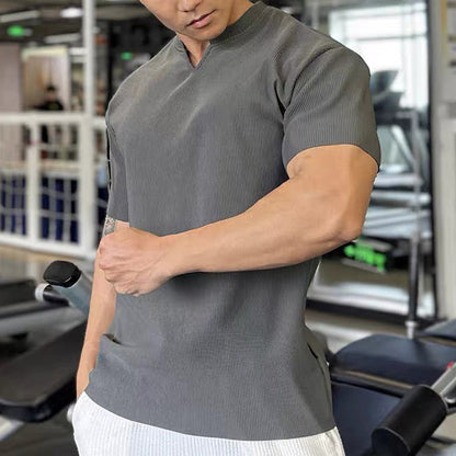 Men's V-Neck Short Sleeve Muscle Athletic Workout T-Shirts