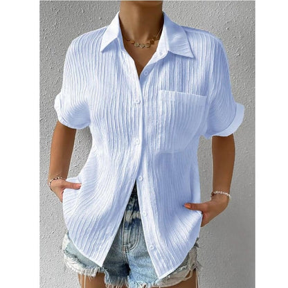 Collar Casual Buttoned Loose Blouse