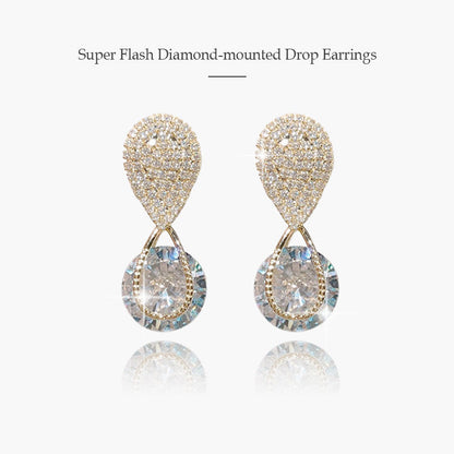 Super Flash Diamond-mounted Drop Earrings