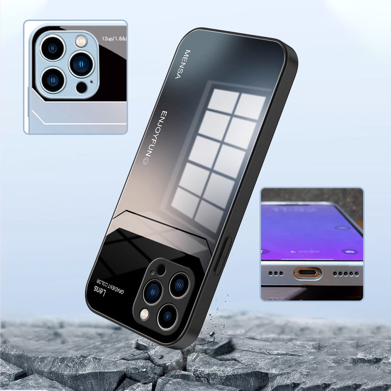 Glass Silicone Shockproof Phone Case for iPhone