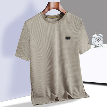 Men's Summer Ice Silk High Elasticity Casual Short Sleeve T-Shirt