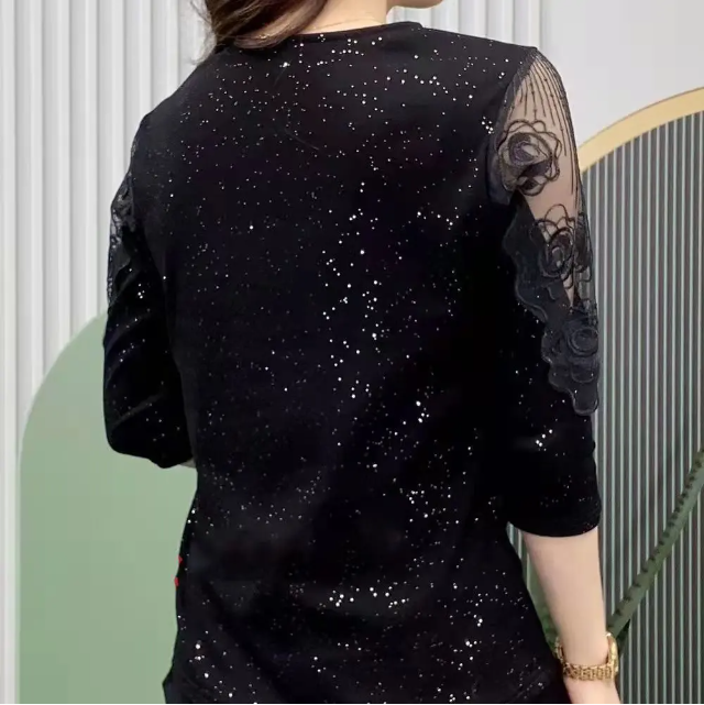 【M-4XL】New Versatile Diamond Lace Blouse For All Body Types