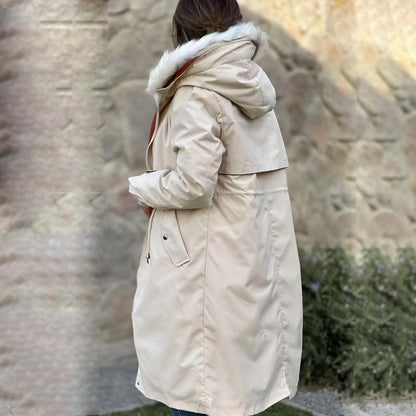 Women's Winter Hooded Furry Collar Casual Parka Coat