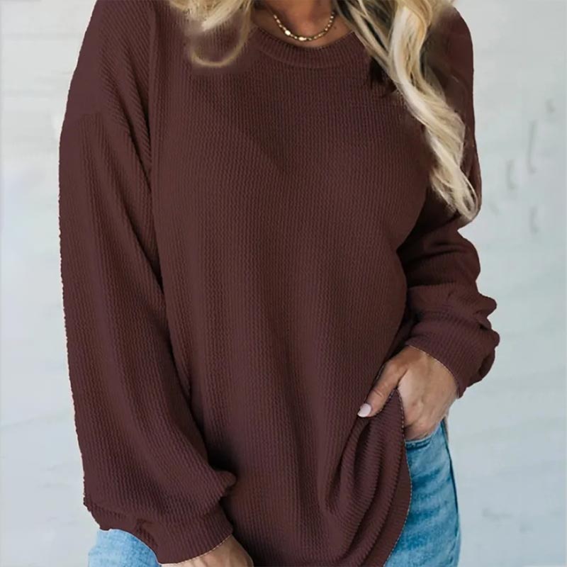 Women's Casual Round Neck Long Sleeve Pullover Top