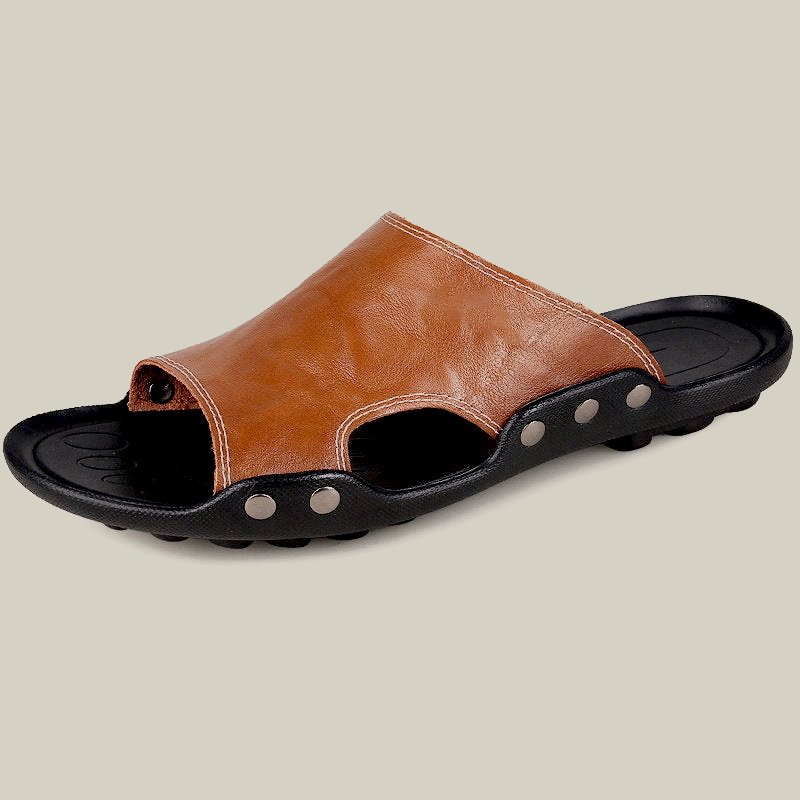 Men's Leather Slide Sandals