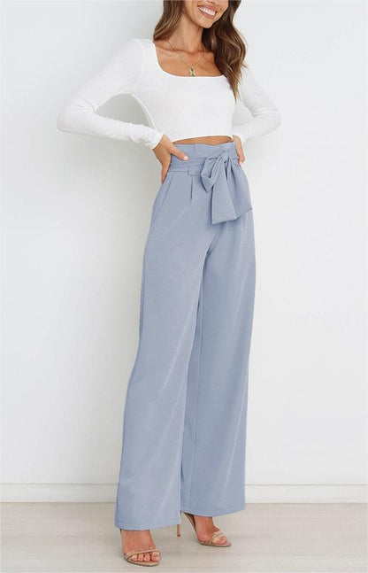 Women'S Casual Wide-Leg Pants Bow Trousers