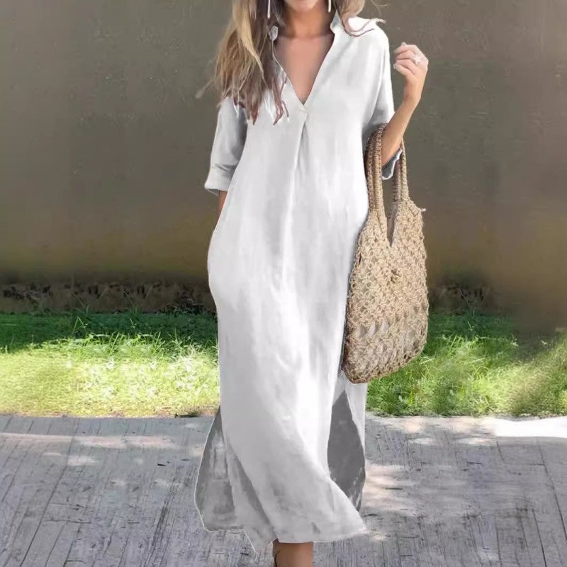 🔥Elegant V-Neck Slit Dress