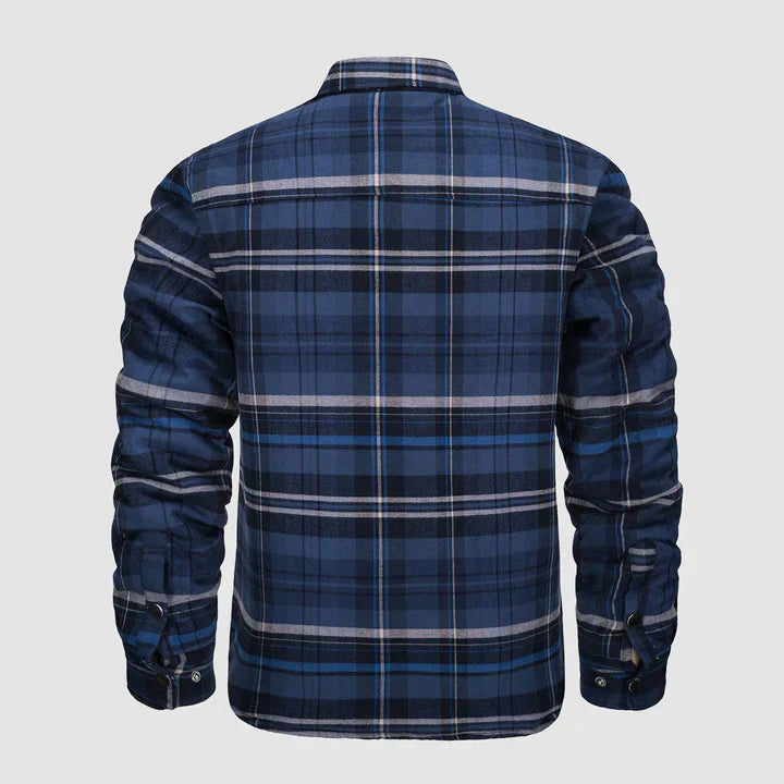 Men's Flannel Shirt Jacket Long Sleeve Quilted Lined Plaid Coat Button Down Thick Outwear for Winter