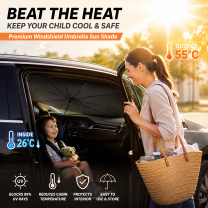 ☀️Car Sunshade – Effective Heat Insulation, UV Block & Easy Foldable Auto Windshield Protector