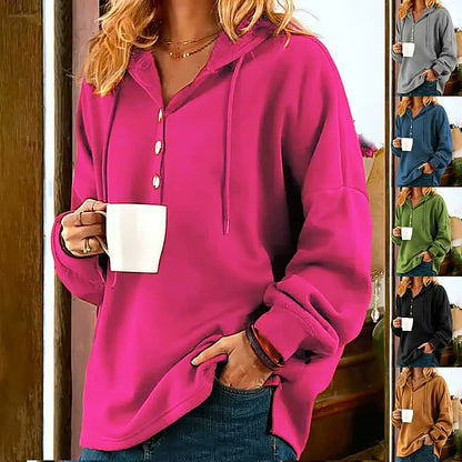 Solid Color Pullover Hooded Loose Sweatshirt