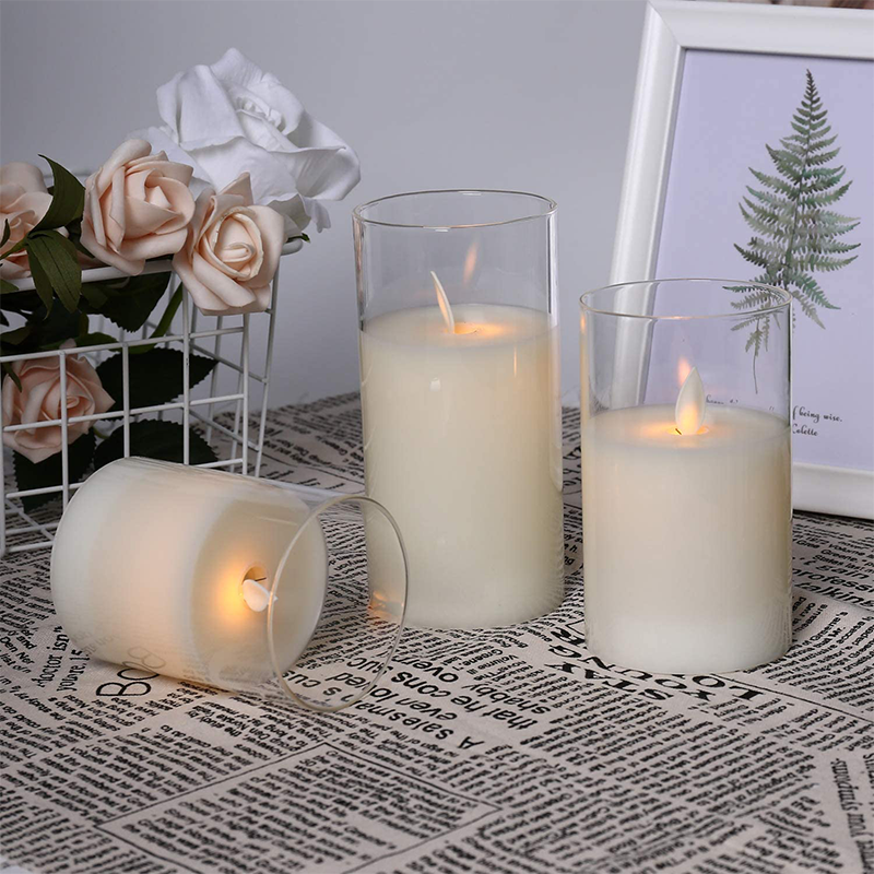 Flickering Flameless Candles with Glass Holder