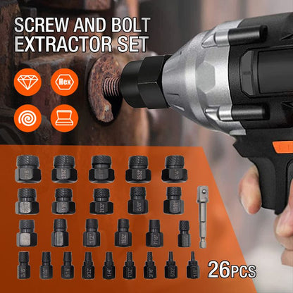 26pcs Broken Screw and Bolt Extractor Set