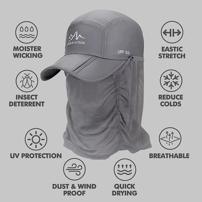 Retractable Brim Outdoor/Fishing/Riding/Climbing Sunblock Hat