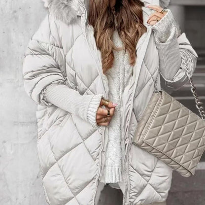 ❄️Winter Specials❄️ Women’s Mid-length Parka Coat with Knit Sleeves Patchwork