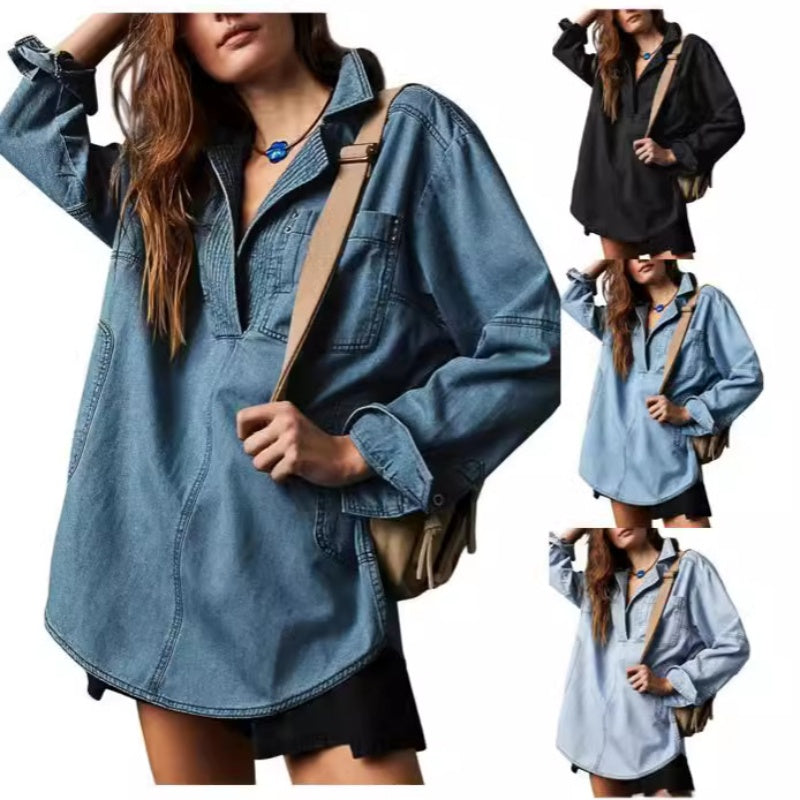 Women's Oversized Denim Pullover