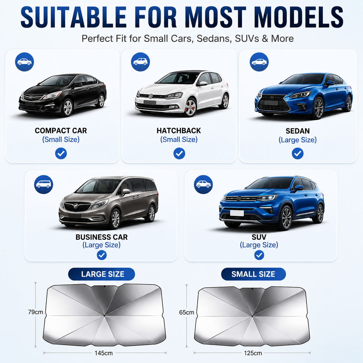 ☀️Car Sunshade – Effective Heat Insulation, UV Block & Easy Foldable Auto Windshield Protector