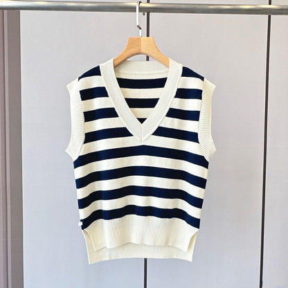 V-Neck Striped Pullover Sweater or Pullover Vest